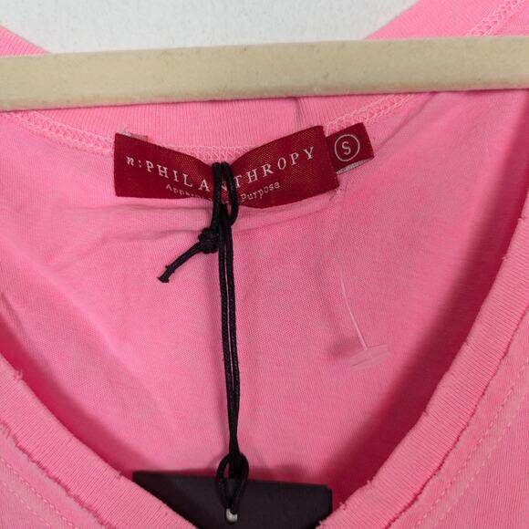 NWT n:Philanthropy Neon Pink Pepper V-Neck Tank Top Size S - Picture 6 of 9